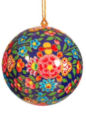 "Floral Kashmiri" Papier Mache Christmas Bauble Set of 3 "Floral Kashmiri" Papier Mache Christmas Bauble Set of 3