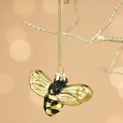 Golden Bee Shaped Christmas glass bauble DEC-VERXM080