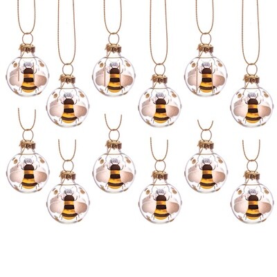 Mini Bumble Bee glass bauble (Set of 12) DEC-RUBYXM176