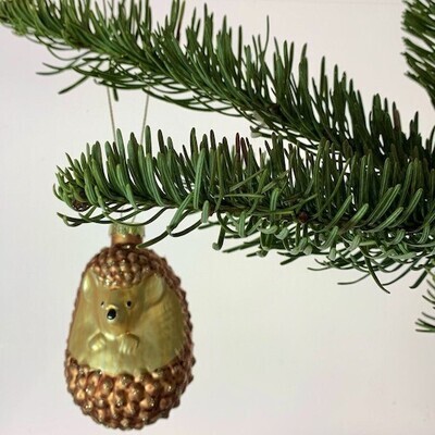 Woodland Hedgehog Shaped Glass Bauble DEC-RUBYXM139