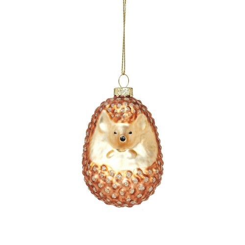 Woodland Hedgehog Shaped Glass Bauble Woodland Hedgehog Shaped Glass Bauble
