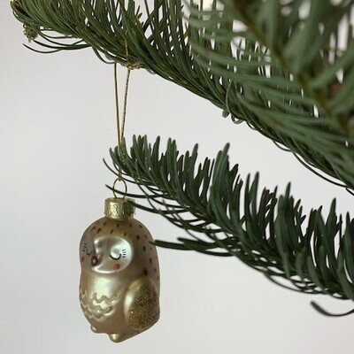 Woodland Owlet Shaped Glass Bauble DEC-VERXM183