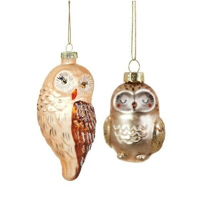 WOODLAND OWL CHRISTMAS PENDANT GLASS – SASS & BELLE