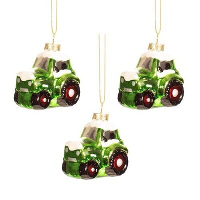 Mini Tractor Shaped Baubles - Set of 3 DEC-RUBYXM186