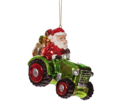 Santa on a Tractor Large Bauble DEC-LINXM171