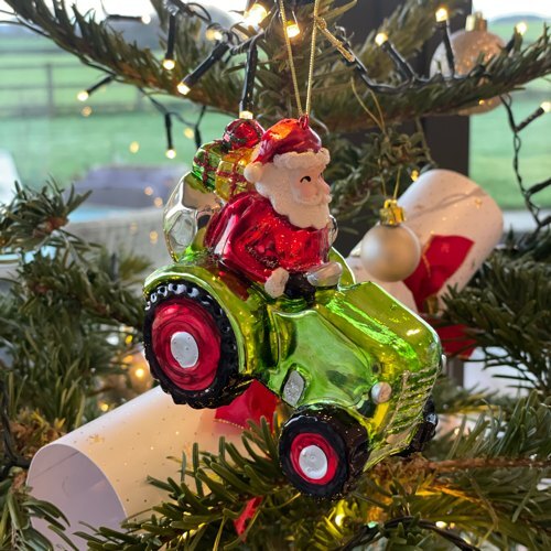 Santa on a Tractor Large Bauble Santa on a Tractor Large Bauble