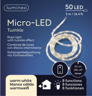 5 Meter Rope Light - Micro LED Assorted Colours KMG-5MROPE