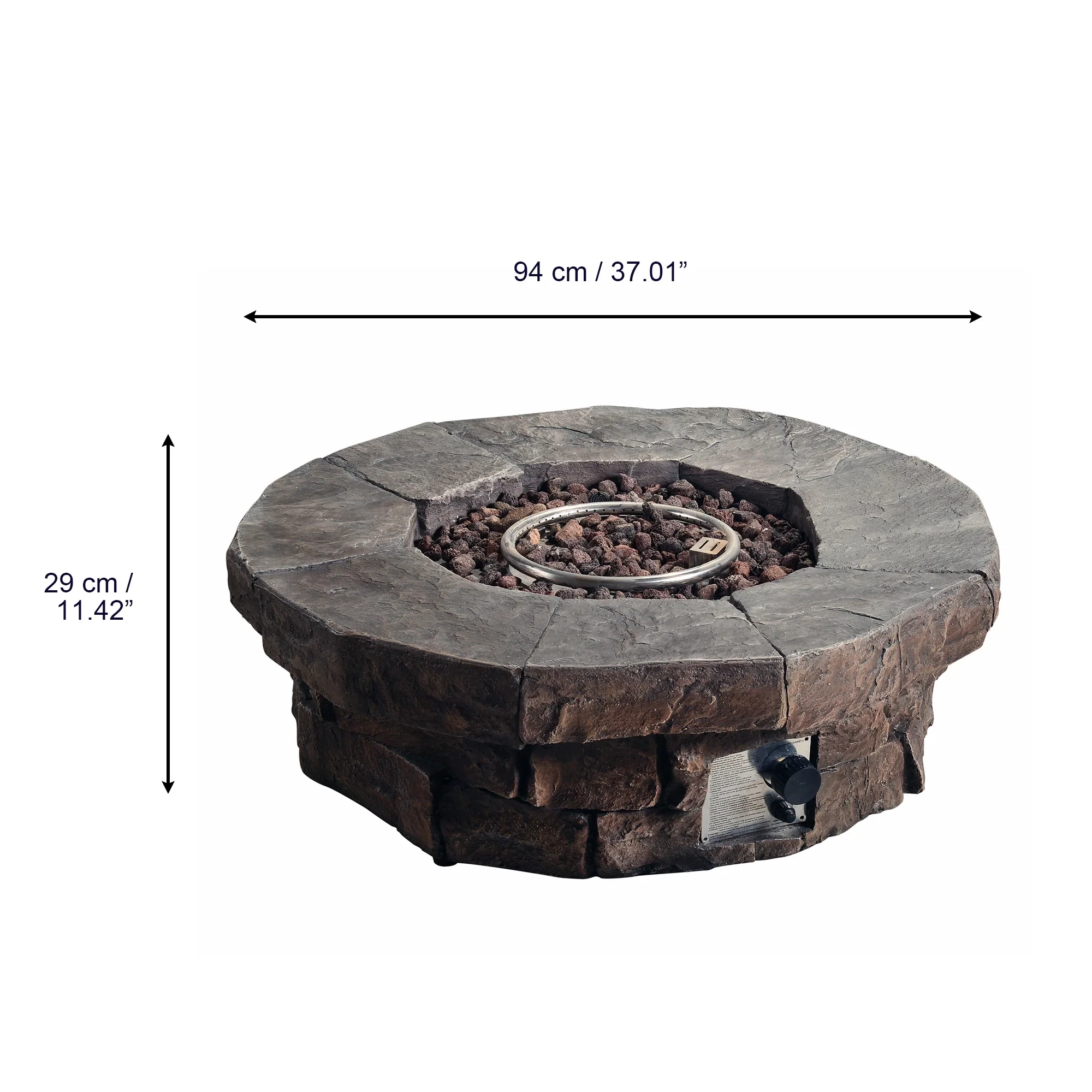 Stone Effect Gas Fire Pit - 93cm