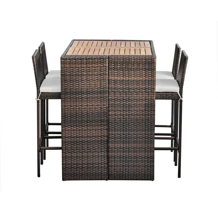 5 Pcs Rattan Patio Bar Table & Chair Set 5 Pcs Rattan Patio Bar Table & Chair Set