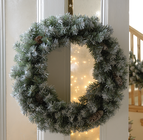 60 cm Luxury Frosted Wreath with Pine Cones - Lit or Unlit 60 cm Luxury Frosted Wreath with Pine Cones - Lit or Unlit
