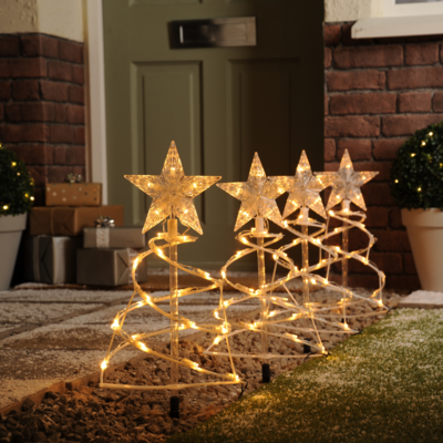 Festive Star Topped Spiral Tree Pathfinder Lights FVE-P045363-PATH