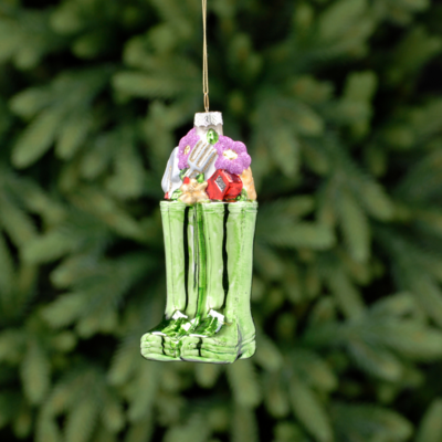 Wellington Boots shaped Christmas Glass Bauble FVE-P039718