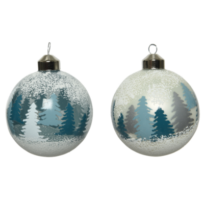 "Snowy Forest" Luxury Glass Christmas Bauble 8cm KMG-SFORSET2