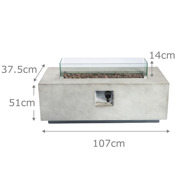 Rectangular Gas Fire Pit (42&quot;x20&quot;)