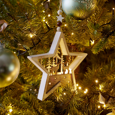 Star Light Winter Scene - Hanging Christmas Decoration Star -HANG