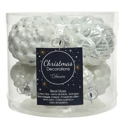 White Pinecone Glass Bauble 7cm - Set of 6 KMG-010004-WHTPINE6