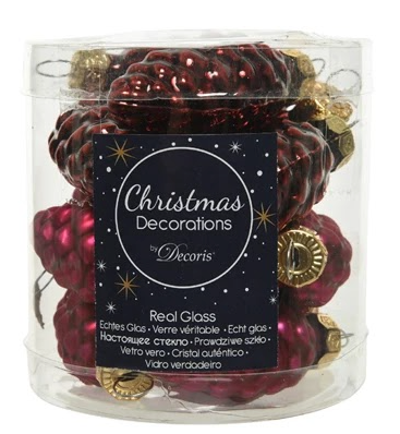 Pinecone Glass Bauble 6cm - Set of 12 Pinecone Glass Bauble 6cm - Set of 12