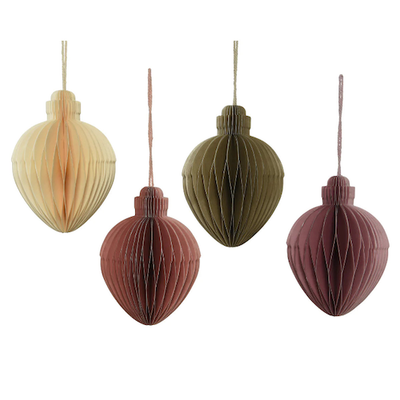 Honeycomb Paper Pine Cone Christmas Hanging Decoration - Set of 4 KMG-520258-PAPER4