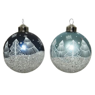 "Frozen Forest" Luxury Glass Christmas Bauble 8cm KMG-061011-TWINTREE
