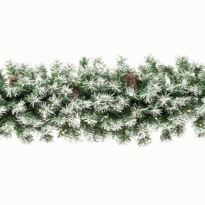 Pre Lit Luxury Frosted Faux Pine Garland with real Cones - 270cm FVE-P031914