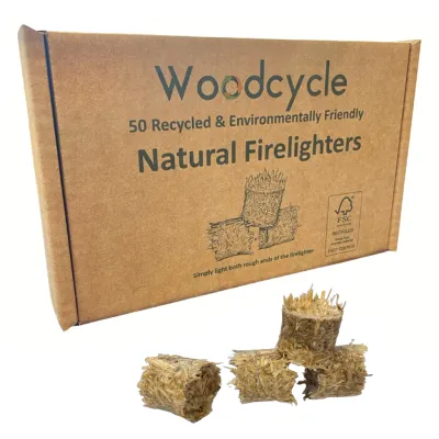 Eco Waxed Wood Fire Lighters - 50 Pack WC-WoodWool-50