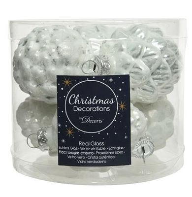 White Pinecone Glass Bauble 7cm - Set of 6 KMG-010004-WHTPINE6
