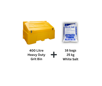 400L Grit Bin + 16 x 25kg White De-Icing Salt Bags RW0002Y-S
