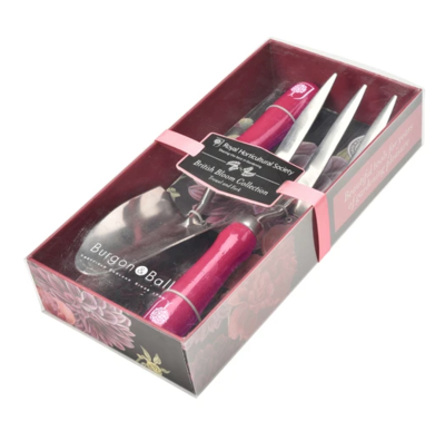 British Bloom Trowel and Fork Set RHS BY Burgon & Ball A & B Grade Availabe BB-GRH-TFBOXBB