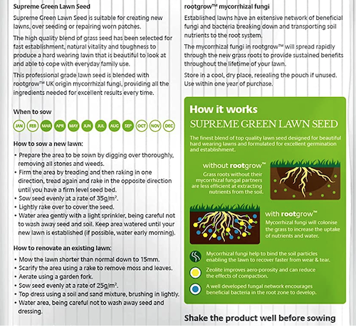 Supreme Green Lawn Seed with Rootgrow Supreme Green Lawn Seed with Rootgrow