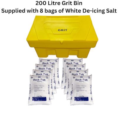 200 Litre Grit Bin (Stackable) with SALT RW0005Y-S