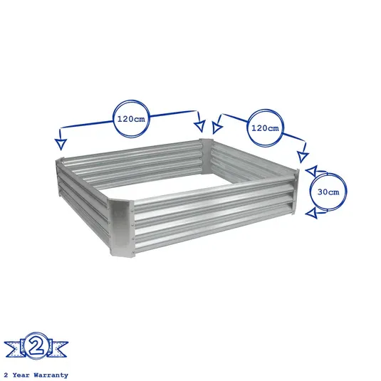 120cm x 120cm Galvanised Raised Bed Kit