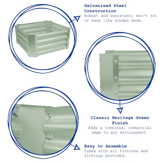 120cm x 120cm Galvanised Raised Bed Kit