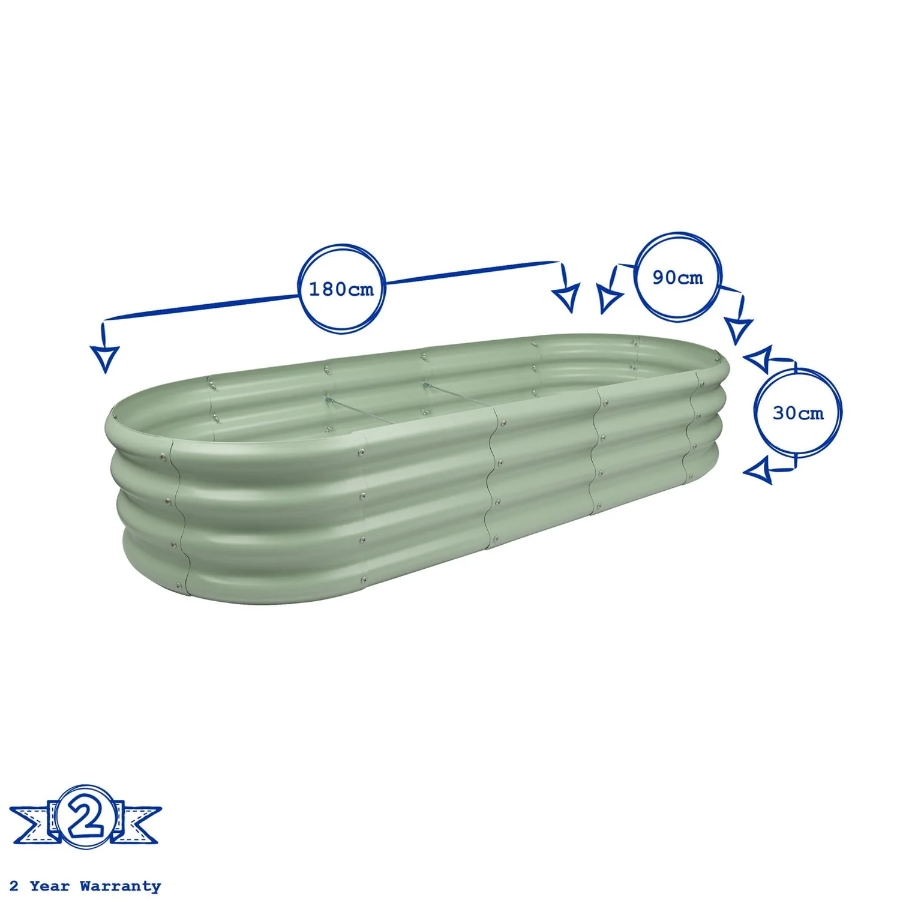 Oval Galvanised Raised Bed 180 x 90cm Oval Galvanised Raised Bed 180 x 90cm