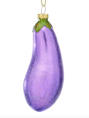 Aubergine Shaped Glass Bauble DEC-LINXM049