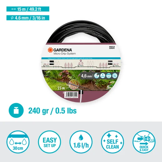 GARDENA Drip Irrigation Line 4.6 mm – 15 m GARDENA Drip Irrigation Line 4.6 mm – 15 m