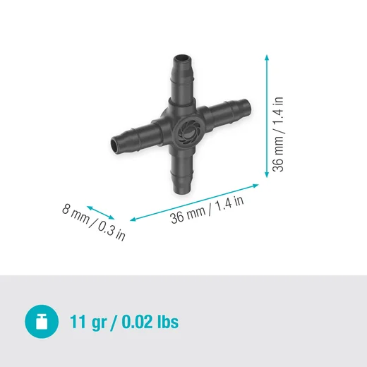 Gardena 4.6mm 4 way Coupling - Pack of 10 Gardena 4.6mm 4 way Coupling - Pack of 10
