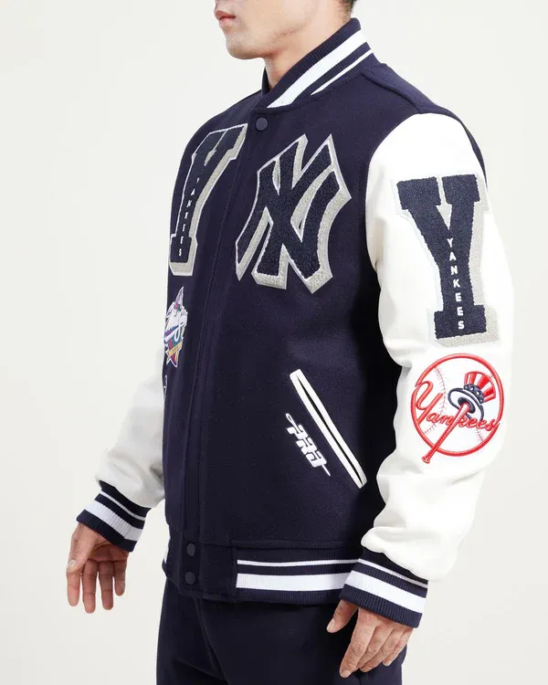 New York Yankees Mash Up Varsity Jacket-Midnight Navy