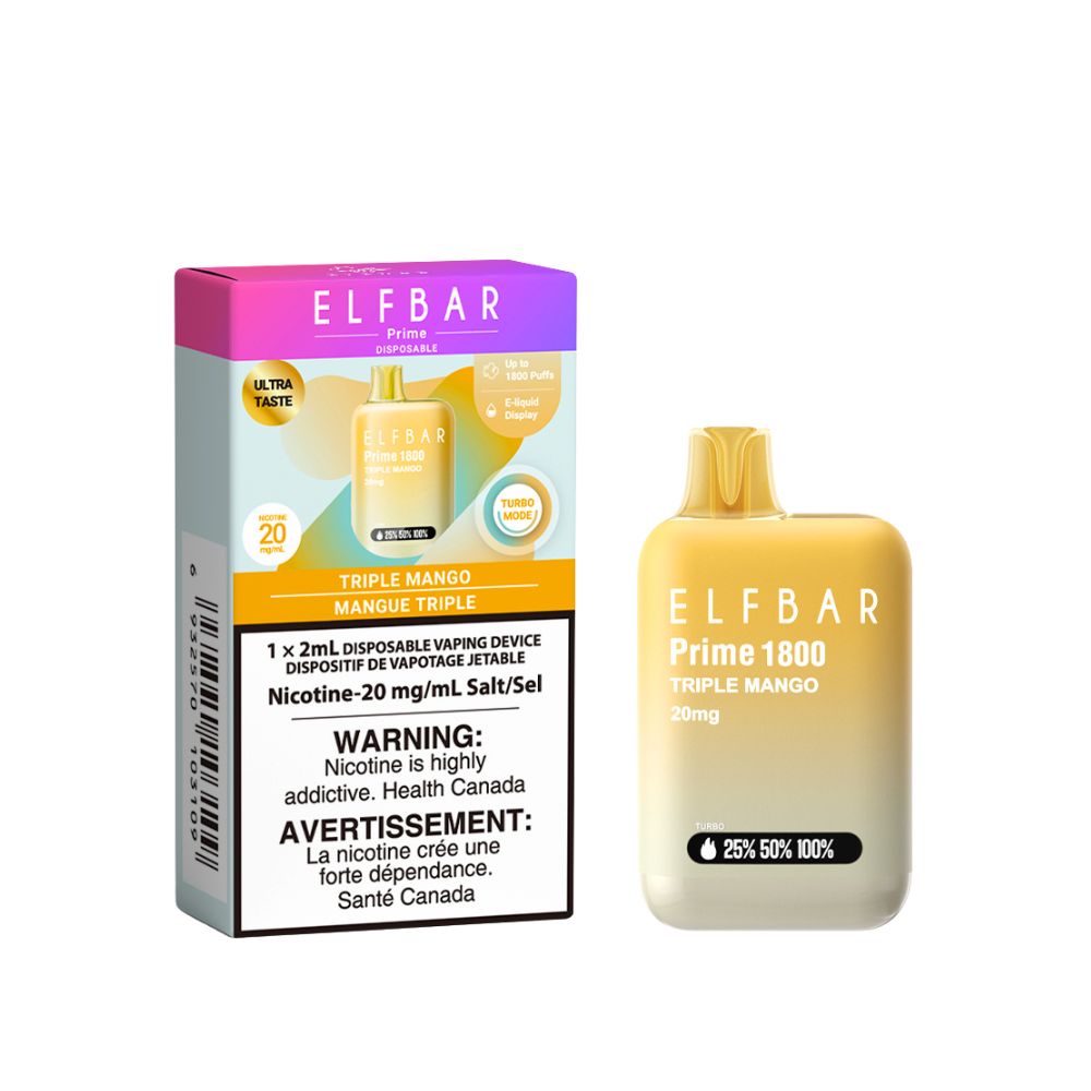 ELF Bar Prime 1800 Disposable Vape, Flavor: Triple Mango