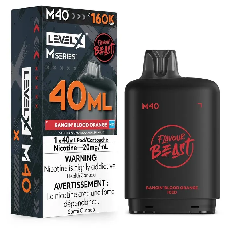 Level X M Series 40ml Pod 160k, Flavor: Bangin' Blood Orange