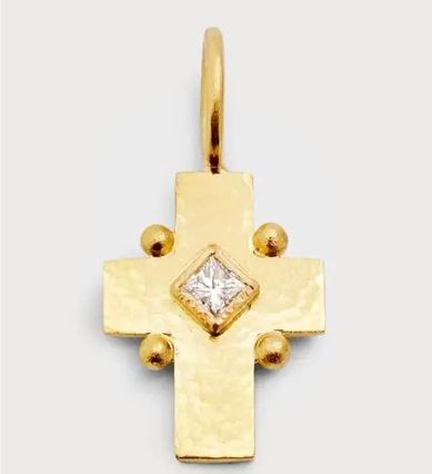 Gold Cross w/ Diamond &amp; Dots