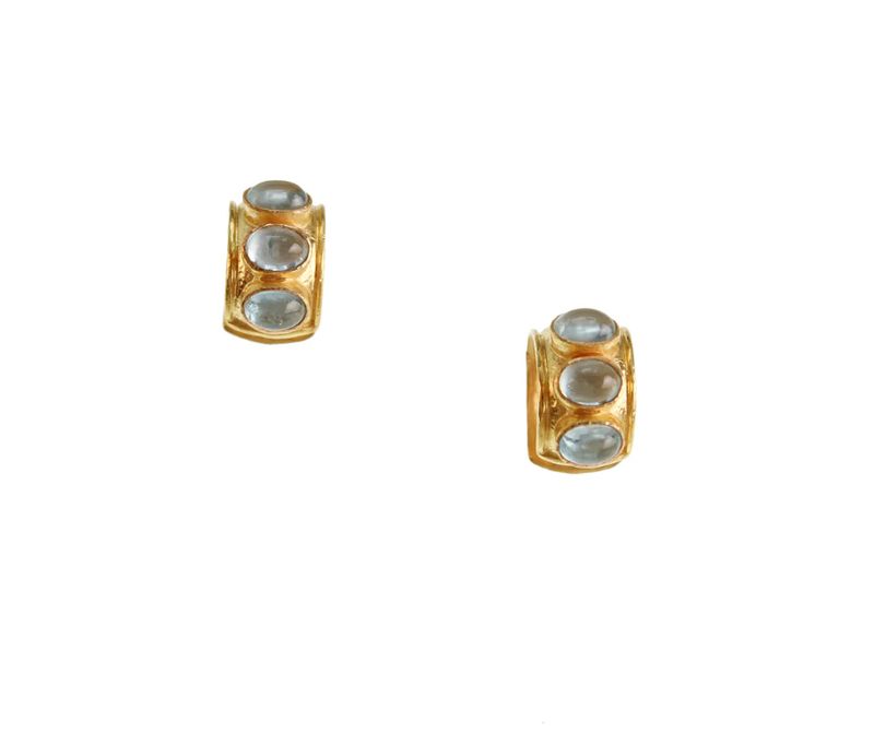 Aquamarine in Puffy Bezel Earrings