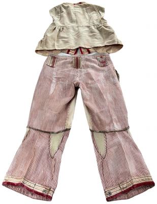 Ensemble Veste Et Pantacourt Sarouel Girbaud Beige/rouge Taille 40 - Coton - Occasion TB état