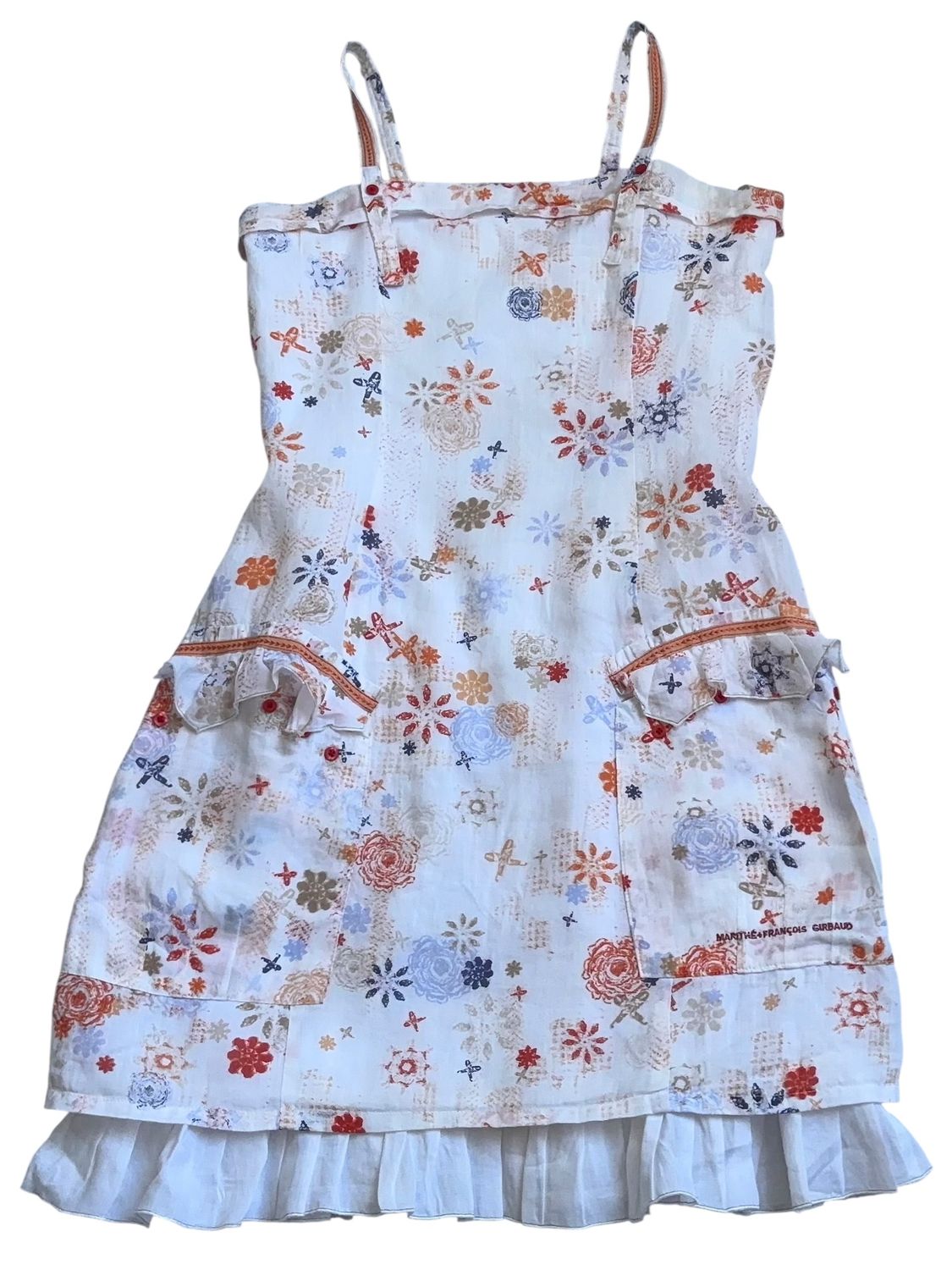 Robe Fleurie Marithé Et François Girbaud - Blanc, Rose, Vert, Bleu, Taille 38, Occasion Très Bon État