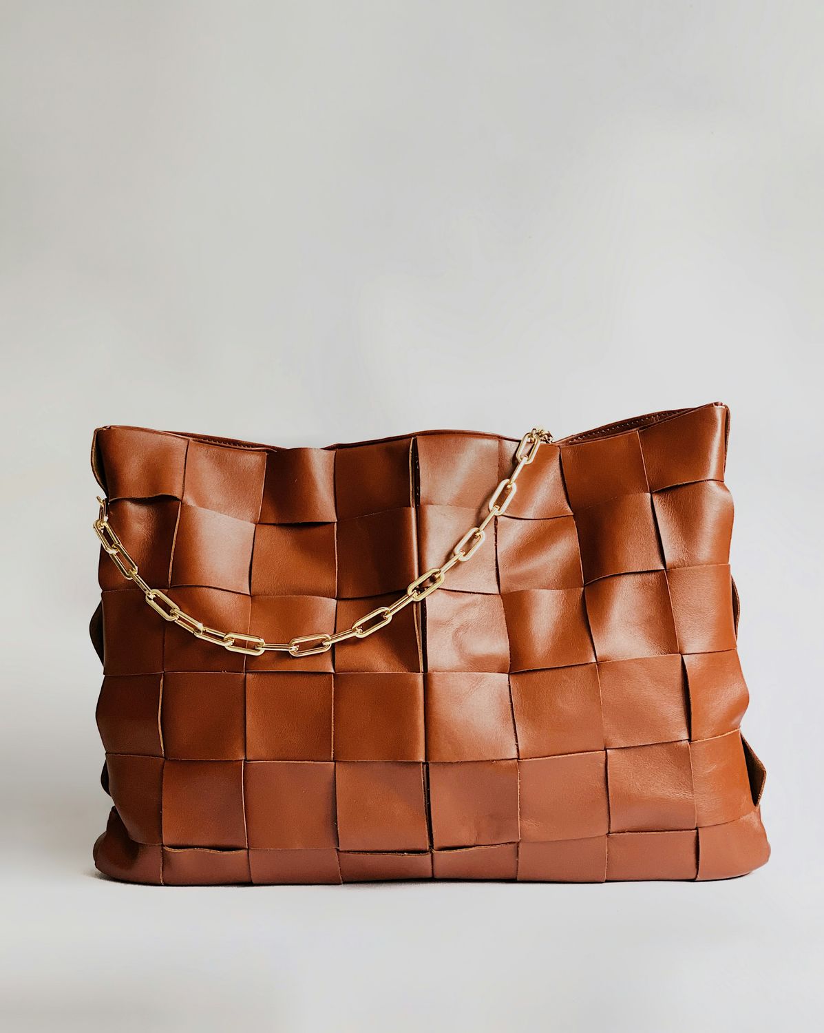 Taupe Rectangle Leather Bag