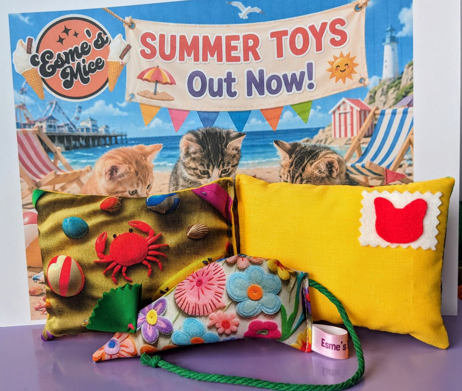 NEW Summer Postcard Kicker + Mouse 2 pack 🦀🏖️🐭 £9.99
