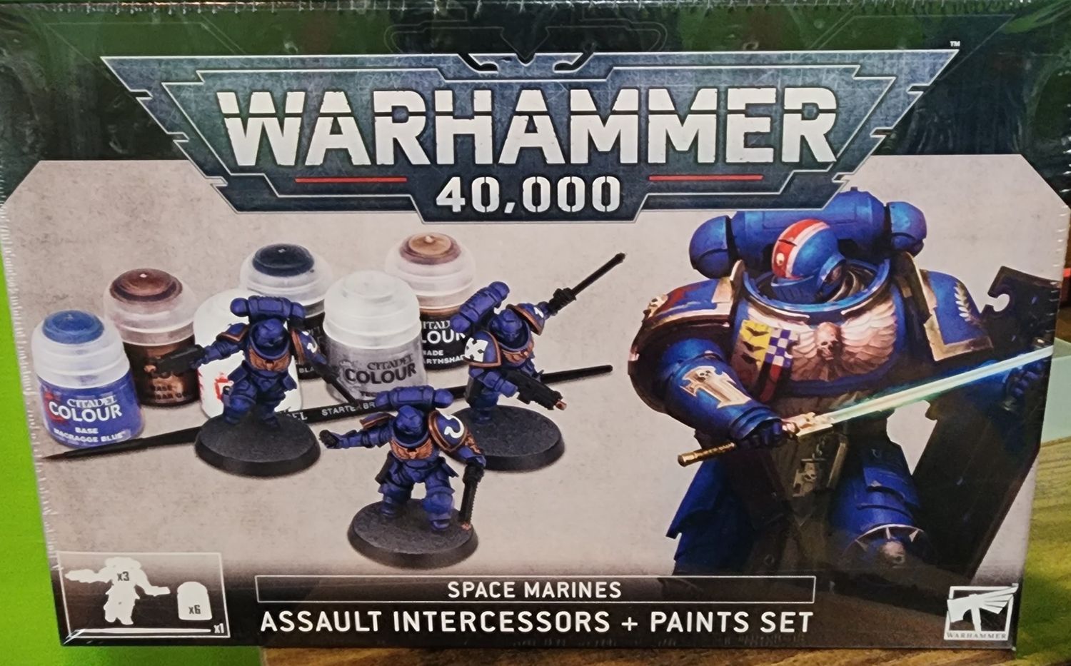 WARHAMMER 40,000 SPACE MARINES ASSAULT INTERCESSORS  + PAINT SET