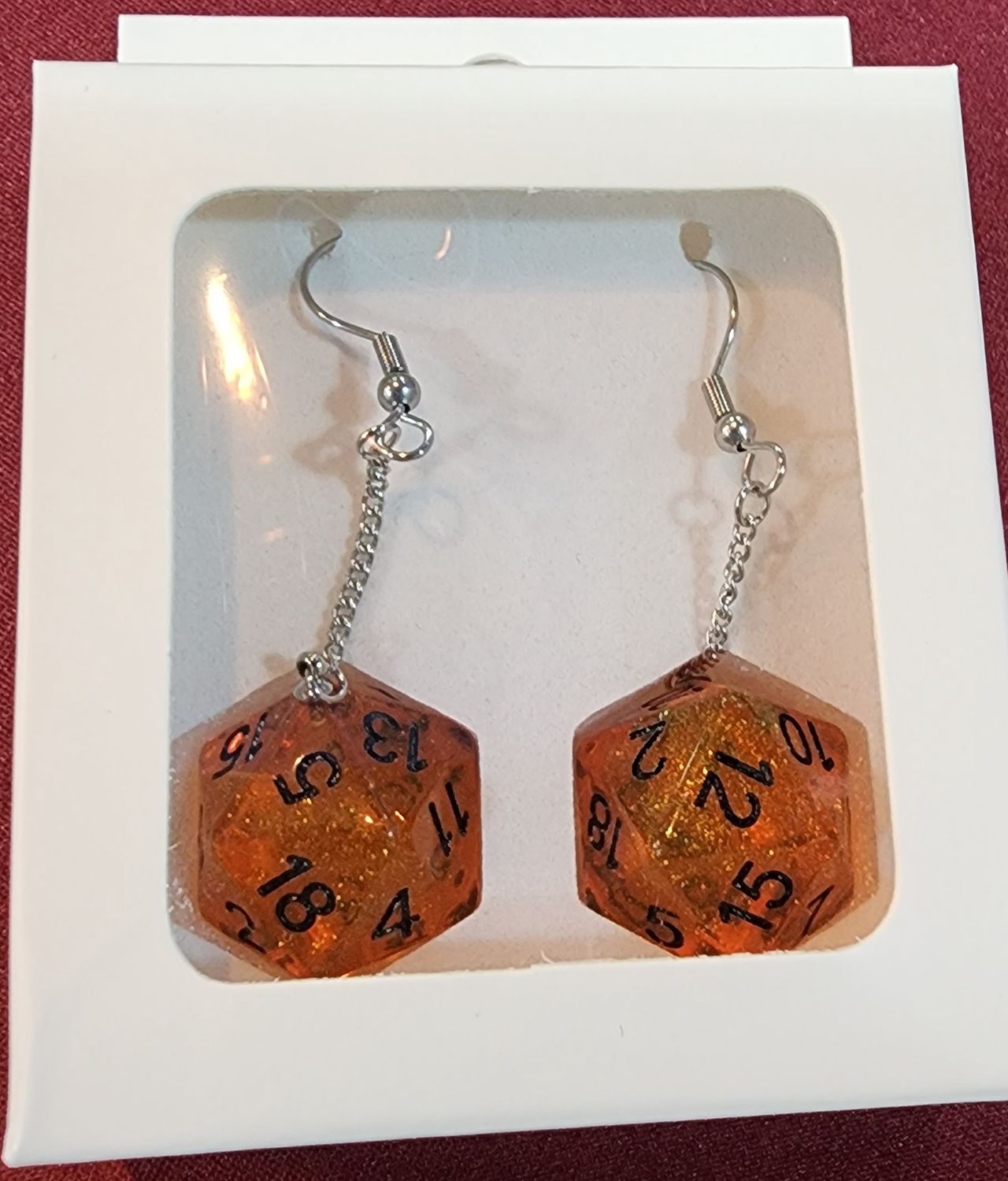 D20 EARRINGS AURORA ORANGE