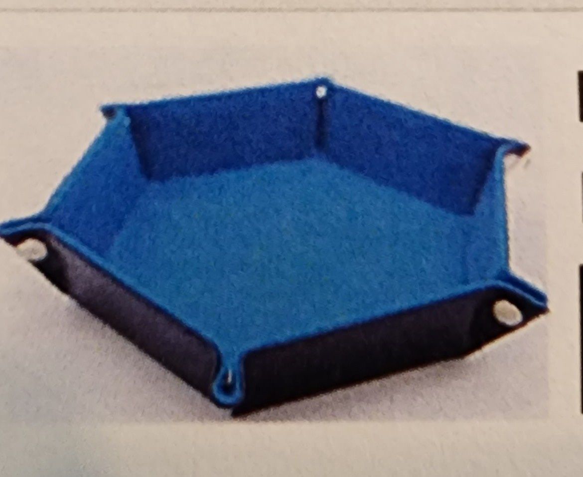LEATHERETTE &amp; VELVET HEX DICE TRAY (NAVY WITH TEAL)