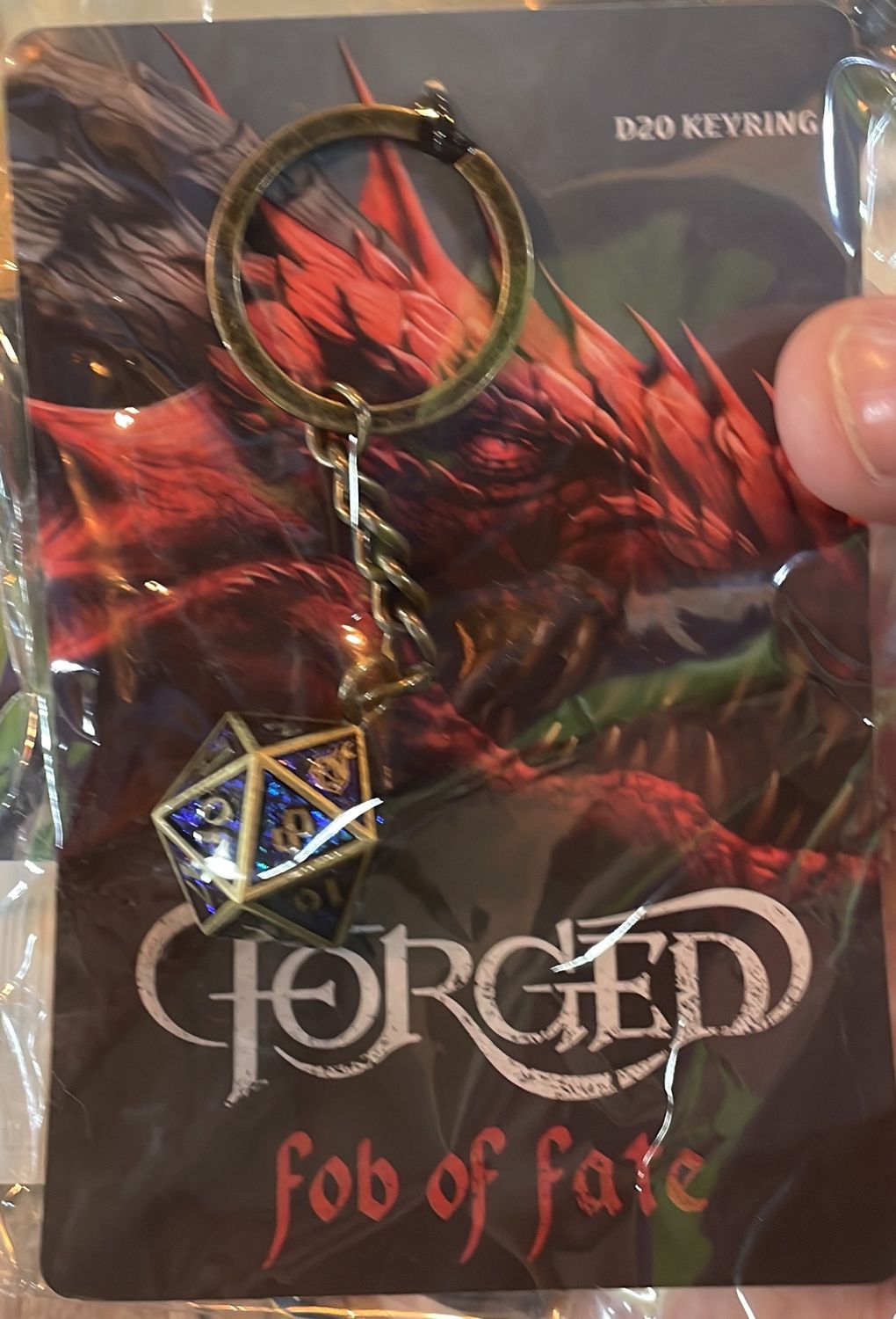 Fob of Fate D20 Keychain Bardic Blue