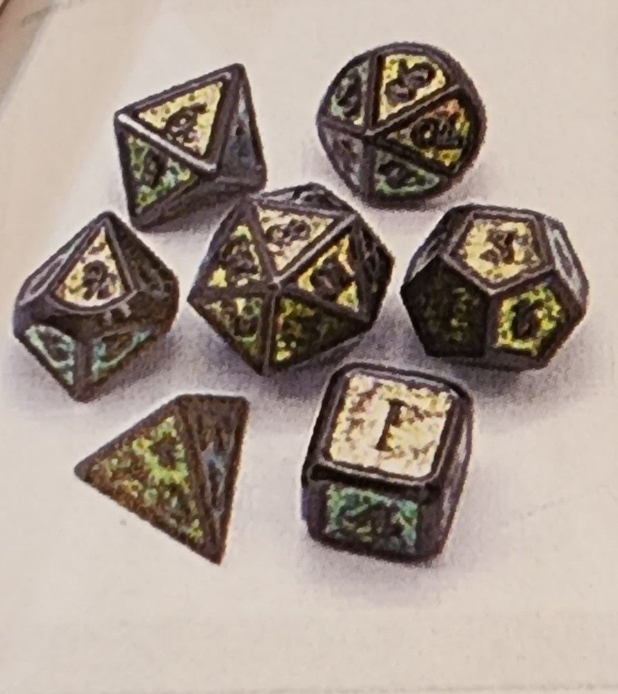 COLOR SHIFTING: FIELDS OF GREEN METAL RPG DICE SET